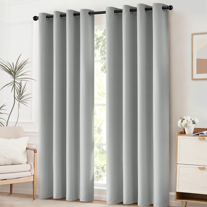 Yakamok Blackout Curtains Room Darkening Thermal Insulated Grommet top Window Curtains for Living Room, 52Wx108L Inch, Light Grey, Set of 2 - Image 3